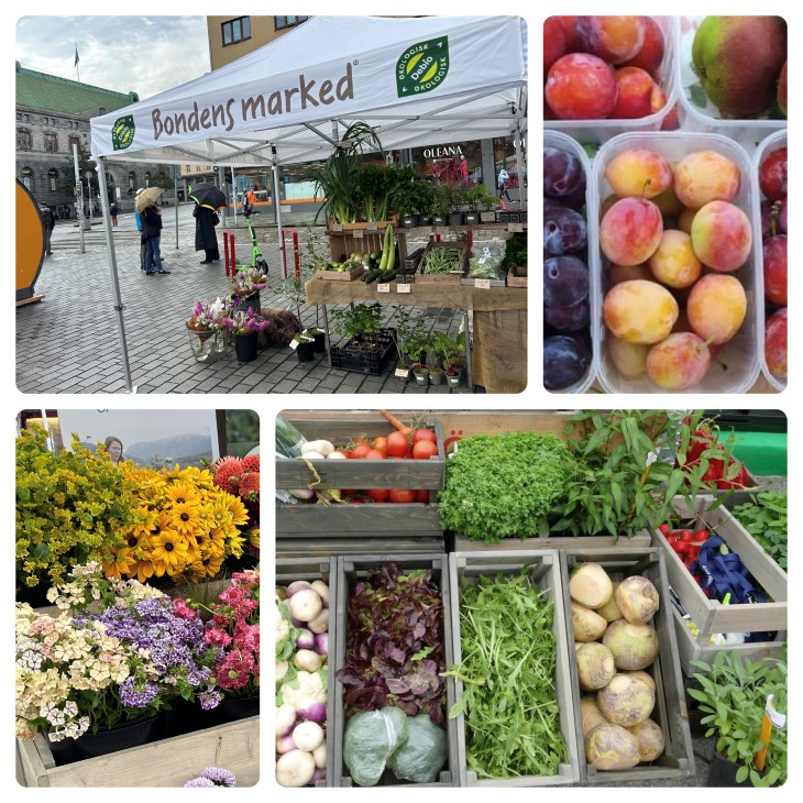 Under Bondens marked i Bergen i 2023 møtte kundene alltid to bugnende markedstelt med grønnsaker, frukt, bær og blomster fra Vestland. 